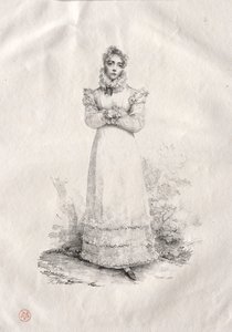 Staande Jonge Vrouw door Emile Jean Horace Vernet