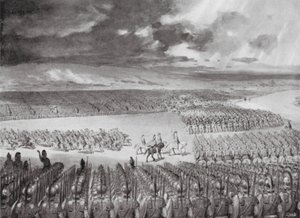 Porus wacht op de aanval van Alexander, juli 326 v.Chr. door Horace van Ruith