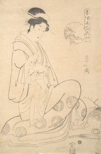 Konosato van Takeya zittend, met een wierookbrander