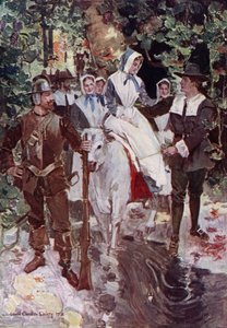 Illustratie voor The Courtship of Miles Standish door Henry Wadsworth Longfellow door Howard Chandler (after) Christy