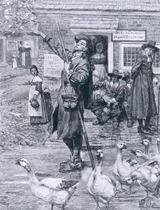 Een Quaker prediker in New England, illustratie uit 