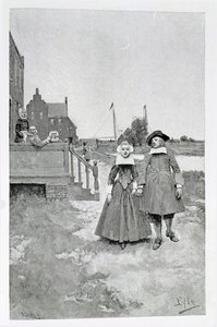 Langs het Kanaal in Oud Manhattan, illustratie uit 