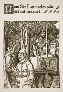 Hoe Sir Launcelot rondreed in een kar, illustratie uit 