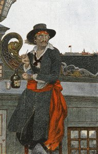 Kidd op het dek van de Adventure Galley, begin 20e eeuw (boekillustratie) door Howard Pyle
