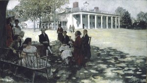 Martha en George Washington Vermaken Hun Vrienden op het Grasveld van Mount Vernon, 1898 door Howard Pyle