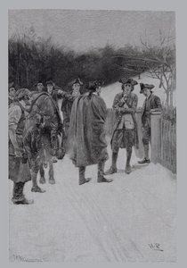 Paul Revere brengt nieuws aan Sullivan, gegraveerd door F.H. Wellington, illustratie uit 