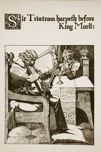 Sir Tristram speelt harp voor Koning Mark, illustratie uit 