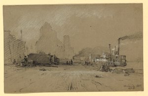 Tekening, Aan de Mississippi in St. Louis, 1887 door Howard Russell Butler