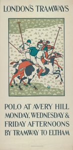 Polo bij Avery Hill, London County Council LCC Tramways poster, 1923 door Howard Spear