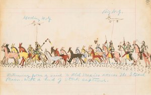 Terugkeer van een overval naar Oud-Mexico over de Staked Plains met een kudde gestolen vee, 1874-75 door Howling Wolf