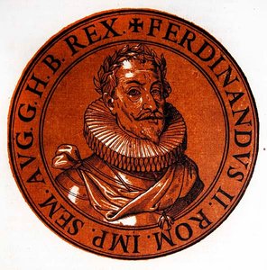 Medailleportret van Ferdinand II, Heilige Roomse Keizer door Hubert (after) Goltzius