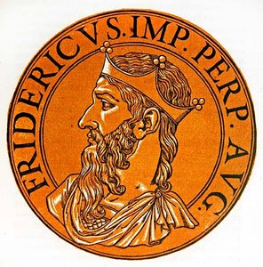 Medailleportret van Frederik I Barbarossa door Hubert (after) Goltzius