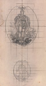 Ontwerp voor een medaille: figuur van de Maagd door Hubert Francois Gravelot