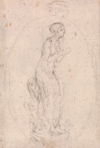 Ontwerp voor een medaillon: figuur van een vrouw door Hubert Francois Gravelot
