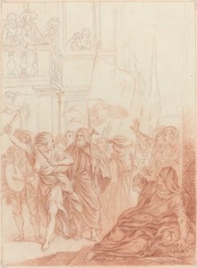 Mayenne die van ver hun dwaze onderneming ziet... door Hubert Francois Gravelot
