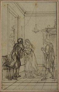 Studie voor Lucains "La Pharsale", Canto II door Hubert Francois Gravelot