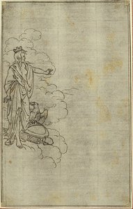 Studie voor Lucains "La Pharsale", Canto I, Staande vrouwenfiguur met kroon