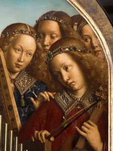 Engel muzikanten, detail van het Gentse Altaarstuk door Hubert & Jan van (1390 1441) Eyck