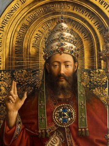 Detail van God de Vader, centraal paneel van het Lam Gods