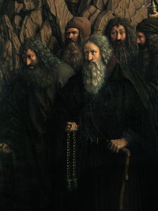 Detail van de Hermieten, van de rechterkant van het Gentse Altaarstuk door Hubert & Jan van (1390 1441) Eyck
