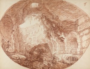 Een kunstenaar zittend in de ruïnes van het Colosseum, c.1759 door Hubert Robert