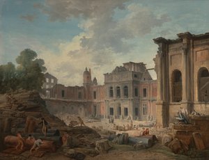 Sloop van het kasteel van Meudon door Hubert Robert