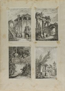 Avonden in Rome door Hubert Robert
