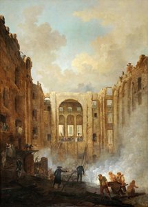 Brand in het Opera House van het Palais-Royal in 1781 door Hubert Robert