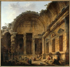 Interieur van de Tempel van Diana in Nimes