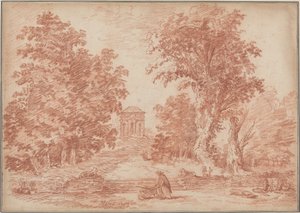 Italiaans park met een tempietto door Hubert Robert
