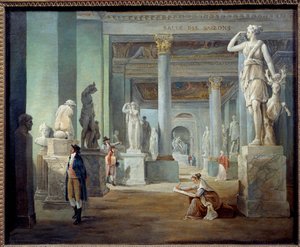De zaal der seizoenen in het Louvre Museum. Schilderij door Hubert Robert (1733-1808) 1802. Louvre Museum, Parijs door Hubert Robert