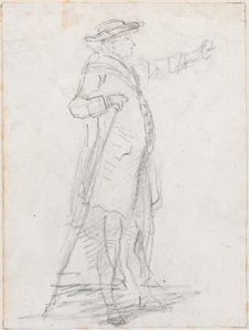 Man met een wandelstok, gezien in profiel door Hubert Robert