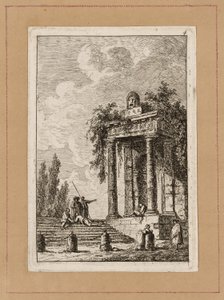 Plaat Vier uit Avonden in Rome door Hubert Robert