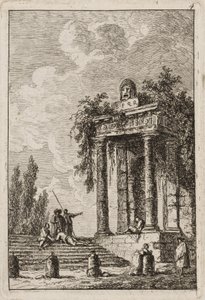 Plaat Vier uit Avonden in Rome, 1763-64 door Hubert Robert