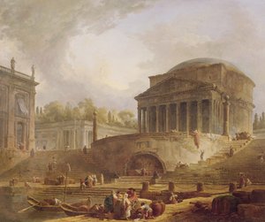 Porto di Ripetta in Rome, met het Pantheon, architecturaal tableau, 1766