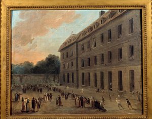 Recreatie van gevangenen in Saint Lazare: het ballonspel door Hubert Robert
