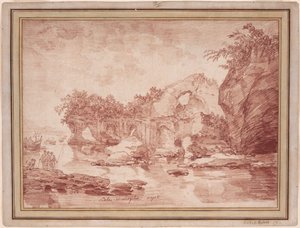 Ruïnes aan zee bij Napels: de "Scola di Virgilio" door Hubert Robert