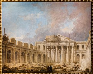 De School voor Heelkunde in aanbouw door Hubert Robert