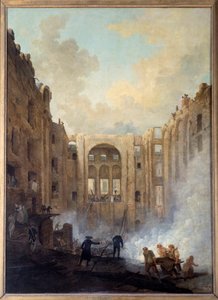 De brand van de Opera in het Palais Royal (Parijs) door Hubert Robert