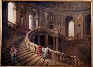 De wenteltrap van Palazzo Farnese in Caprarola door Hubert Robert