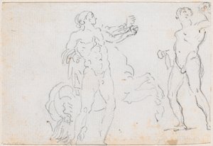 Twee Studies van het Standbeeld van Alexander en Bucephalus [verso]