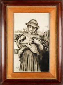 Een Meisje met Bloemen door Hubert von Herkomer