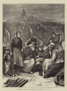 Bezorgde tijden, een schets in Treport, Frankrijk door Hubert von Herkomer