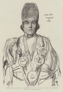 Hwfa Mon, Aartsdruïde, voorzitter van de Gorsedd op de Eisteddfod door Hubert von Herkomer