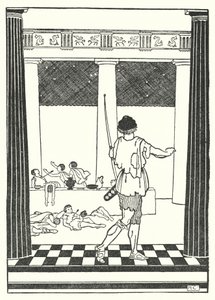 Odysseus doodt de vrijers van Penelope door Hugh Chesterman