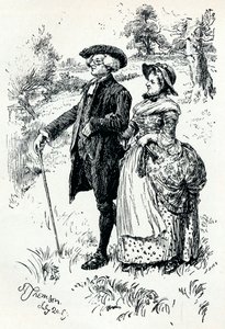 Een illustratie uit The Vicar of Wakefield, 1889 door Hugh Thomson