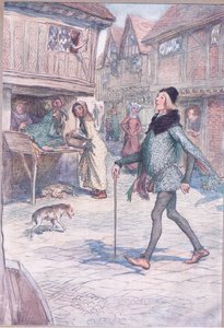Houdt hij zijn hoofd niet omhoog, alsof het zo was? En paradeert in zijn gang?, illustratie uit The Merry Wives of Windsor, 1910