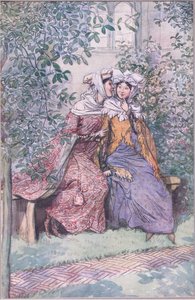 Laten we samen overleggen tegen deze vette ridder, illustratie uit The Merry Wives of Windsor, 1910