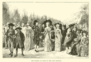 De parade in Bath in de vorige eeuw (gravure) door Hugh Thomson