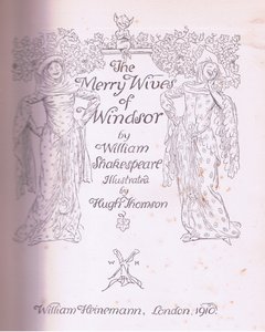 Titelpagina ontwerp, illustratie uit The Merry Wives of Windsor, 1910 door Hugh Thomson